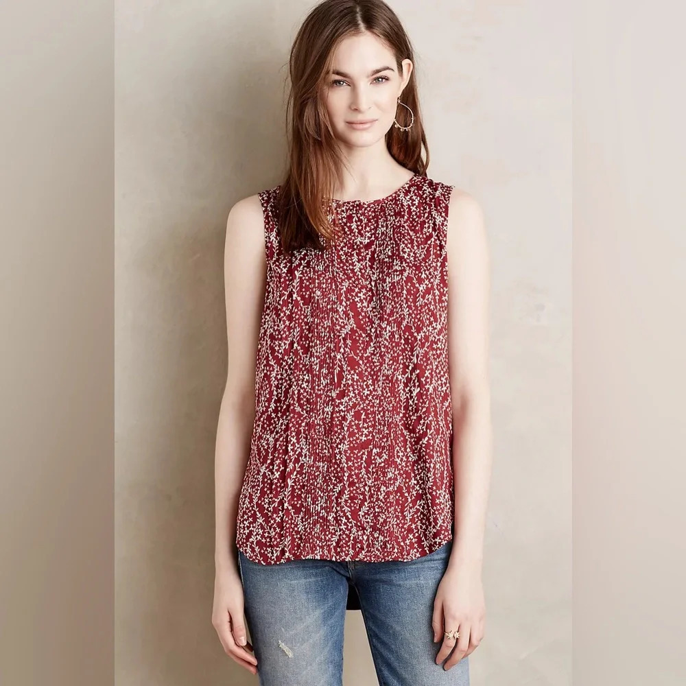 Dolan Left Coast Anthropologie Burgundy and White Jules Tank Top M